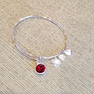 ALEX and ANI July Birthstone Ruby Charm Bangle Bracelet